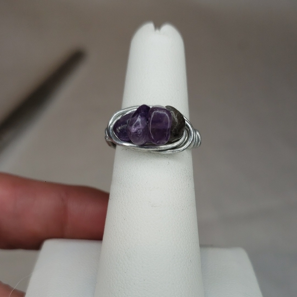 Amethyst Silver Wire Wrapped Ring